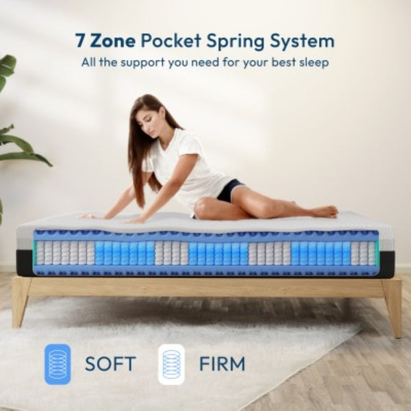English Elm 12'' Queen Hybrid Mattress Cooling Ice Foam Pocket Springs Orthopedic Medium Firm B366P392888