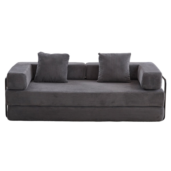 English Elm Floor Couch - Convertible Corduroy Sofa Bed With Back Support, Ideal For Small Spaces & Guests W3723P345017