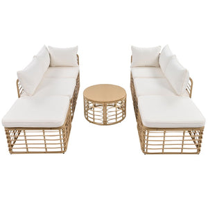 English Elm Go Modular Outdoor Sectional Set Pe Rattan Patio Sofa with Round Coffee Table FG201233AAA