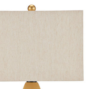 Archway Contemporary Gold Table Lamp with Natural Linen Shade - Stylish Pagoda-Inspired Design