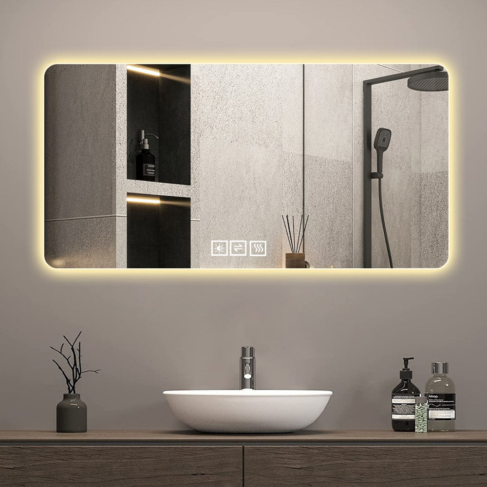 English Elm 28*60in Frameless Led Backlit Bathroom Mirror Dimmable Vanity with Defogging Touch Control W2071P248500