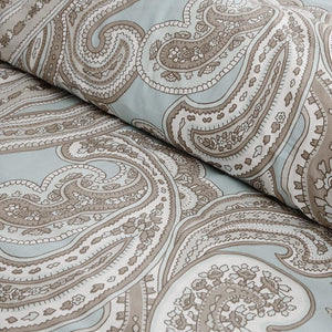 JLA Home Madison Park Pure - 5 Ronan Cotton Comforter Set – Soft Blue Paisley, Breathable 200TC, Machine Washable, Organic Calm Retreat 92 L x 88 W x 1.5H MPP10-001