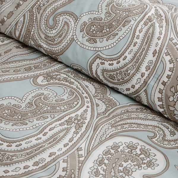JLA Home Madison Park Pure - 5 Ronan Cotton Comforter Set – Soft Blue Paisley, Breathable 200TC, Machine Washable, Organic Calm Retreat 92 L x 88 W x 1.5H MPP10-001