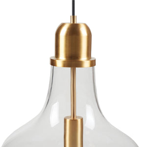 English Elm Bell Bell Shaped Glass Pendant Light Gold & Clear 13" Shade, 93" Drop, Iron Base, Modern Luxe B035P264532