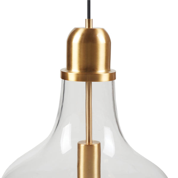 English Elm Bell Bell Shaped Glass Pendant Light Gold & Clear 13" Shade, 93" Drop, Iron Base, Modern Luxe B035P264532