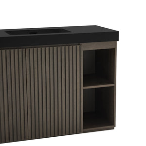 English Elm Grace Floating Walnut Vanity with Solid Surface Sink and Soft Close Storage Drawers Oak,Smoke W1865S00225