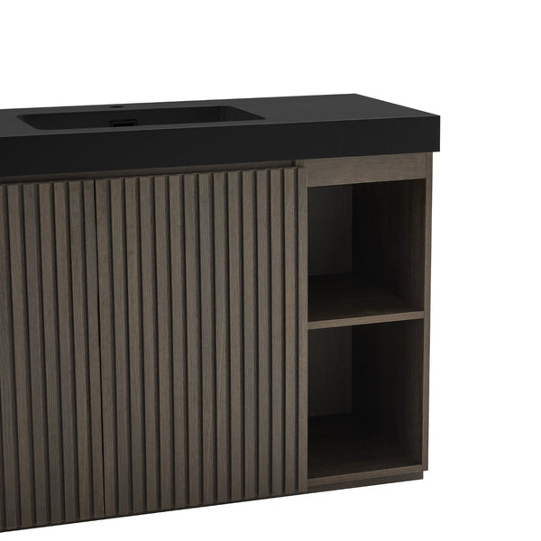 English Elm Grace Floating Walnut Vanity with Solid Surface Sink and Soft Close Storage Drawers Oak,Smoke W1865S00225