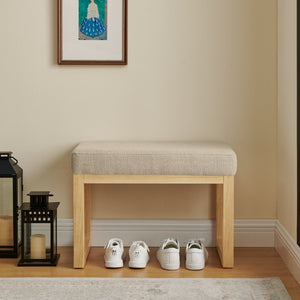 English Elm Shoe-changing Bench Solid Wood Frame Loop Yarn Cushion Compact Entryway Seat Brown W487P384370