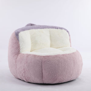 English Elm Oversized Multicolor Faux Fur Bean Bag Chair - Cozy Lounger With Shredded Foam, No Assembly Needed! W3723P375715-GIGA
