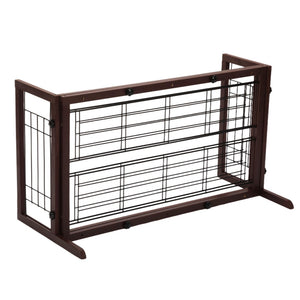 English Elm 38"-71" Freestanding Pinewood Pet Gate with Wire Mesh Panels for Doorways W2181P357586