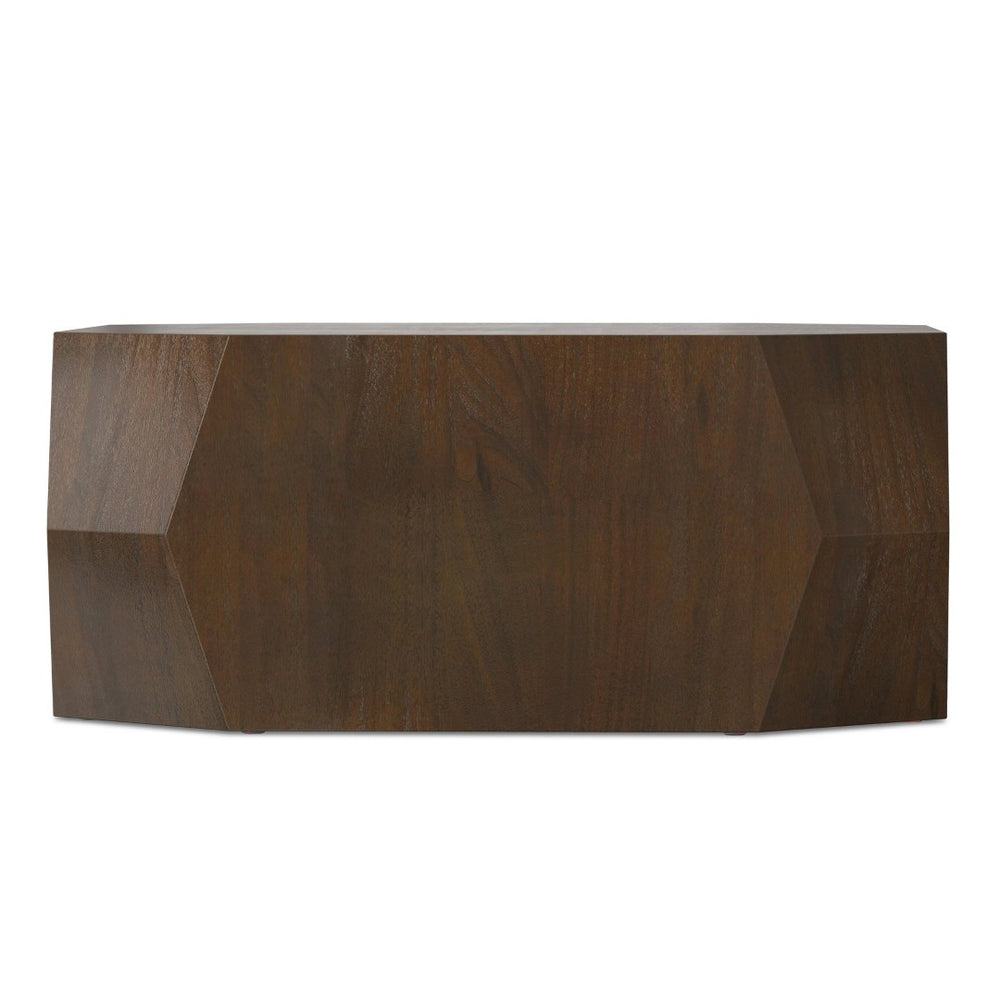 English Elm Eisley Acacia Veneer Coffee Table Geometric Base Walnut Finish Low Profile Living Room B136P429078