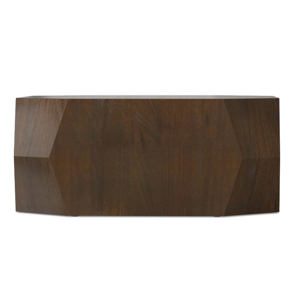 English Elm Eisley Acacia Veneer Coffee Table Geometric Base Walnut Finish Low Profile Living Room B136P429078