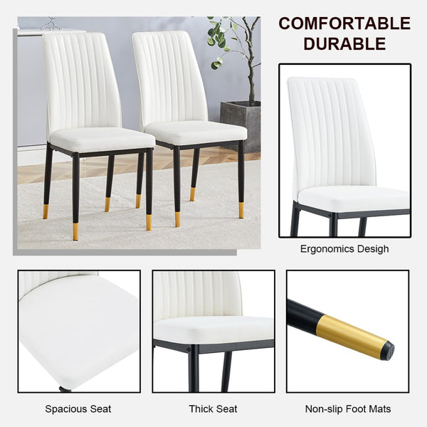 English Elm Modern High Back Pu Leather Dining Chairs with Chrome Legs for Kitchen Nook W3493P421598