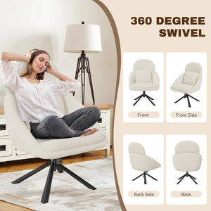 English Elm Modern Swivel Accent Chair with Adjustable Headrest, Oversized Corduroy Upholstered Rocking Recliner for Living Room Beige T3950P397486