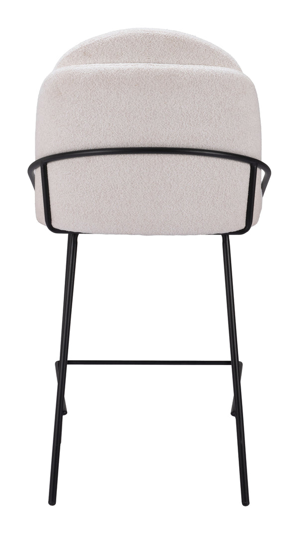 Zuo Modern Jambi Counter Stool Set Of 2 - Luxurious Teddy Fabric With Modern Glamour For Stylish Interiors White 100% Polyester,Plywood,Steel 109967-zuo-modern