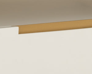 Sunpan Danbury Nightstand - Sleek Modern Design with Pull-Drawer, Rustic Bronze Accents, and Gold Caps Modern Cream