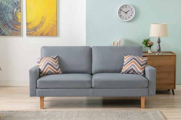 English Elm Bari Linen Upholstered Sofa with Pocket Coil Support and Solid Wood Legs for Living Room Gray B2749P413202