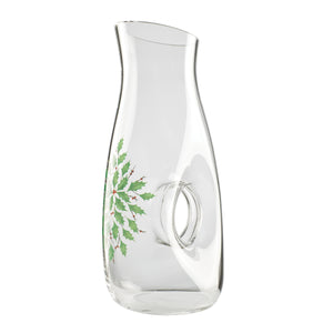 Lenox Holiday Hand-painted Glass Decanter with Holly Berry Pattern for Festive Table Serving 895033