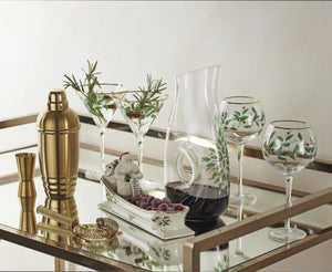 Lenox Holiday Hand-painted Glass Decanter with Holly Berry Pattern for Festive Table Serving 895033