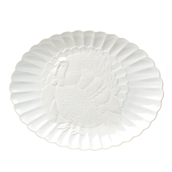 Lenox French Perle Oval Stoneware Serving Platter with Handcrafted Beaded Rim for Elegant Entertaining Carved Turkey Platter 895041