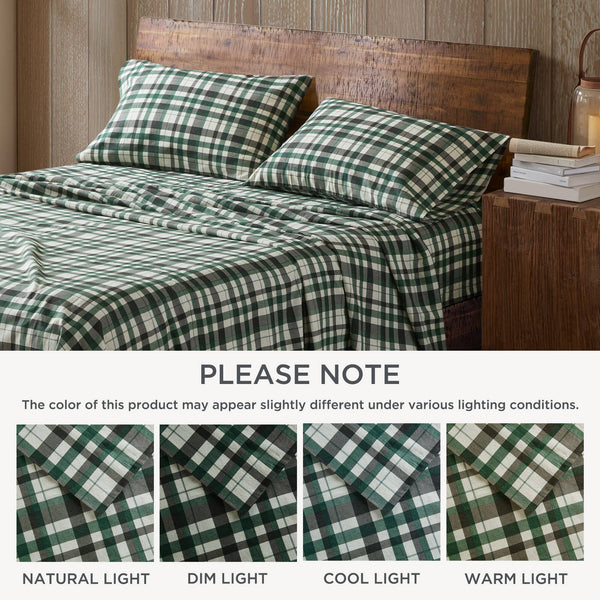 English Elm 4 Pieces Queen 100% Cotton Flannel Sheet Set - Cozy, Durable, And Stylish Bedding For Year-Round Comfort B035P381358