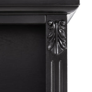 English Elm Open Dresser Nightstand with Charging Station and Open Shelf, 2 Drawers, Solid Wood Legs, Farmhouse Appeal Black W1693P216933