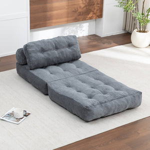English Elm Folding Floor Sofa Bed Convertible Lounge Chair with Shredded Foam Fill for Bedroom Dark Gray W2200P442794