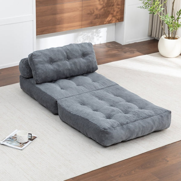 English Elm Folding Floor Sofa Bed Convertible Lounge Chair with Shredded Foam Fill for Bedroom Dark Gray W2200P442794