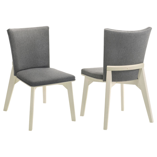 English Elm Grey Upholstered Dining Chair Set of 2 - Plush Gray Fabric, Distressed White Angular Base, Modern Comfort B011P298241
