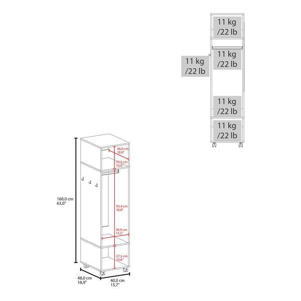 English Elm Summit Melamine Wardrobe with Mirror, Door & Open Storage — Space-Saving Modern Closet for Bedrooms B128P225195