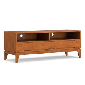 English Elm Harper Mid Century TV Media Stand for 65" TVs, Solid Rubberwood, Notched Drawers & Cord Management Light Brown B136P158724