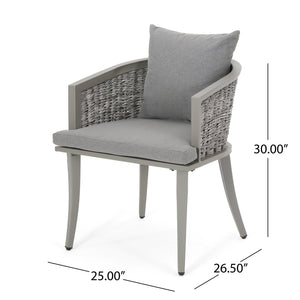 English Elm Christopher Knight Home® - PEBBLE Chair Gray PE Rattan Lounge with Iron Frame and Waterproof Cushion — Stylish Compact 30x18.6" 67847.00GRY