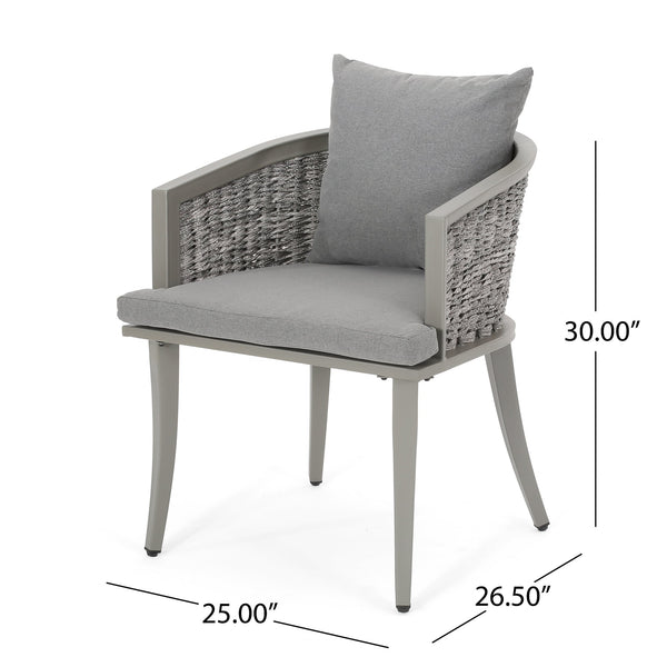English Elm Christopher Knight Home® - PEBBLE Chair Gray PE Rattan Lounge with Iron Frame and Waterproof Cushion — Stylish Compact 30x18.6" 67847.00GRY