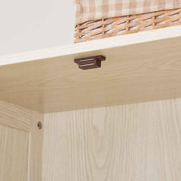 English Elm 72.4" Tall Storage Cabinet with 8 Doors and 4 Shelves, Oak Finish Large Freestanding Organizer for Home White W2275P292650