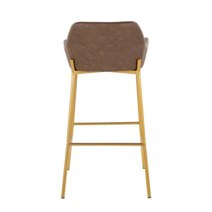 English Elm Daniella 30" Fixed-Height Barstool Set In Luxe Espresso Faux Leather & Glam Gold Metal Frame, 2 Pcs B202S00549