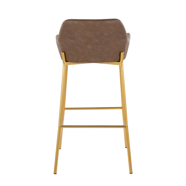 English Elm Daniella 30" Fixed-Height Barstool Set In Luxe Espresso Faux Leather & Glam Gold Metal Frame, 2 Pcs B202S00549