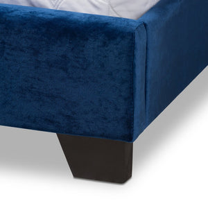 Baxton Studio Baxton Studio Darcy Luxe Navy Velvet Bed - Glamorous Upholstered Full Bed with Chrome Accents Darcy-Navy-Full