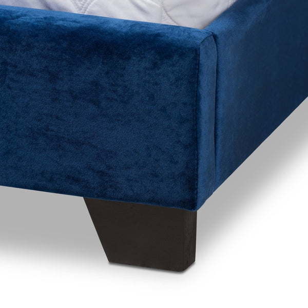 Baxton Studio Baxton Studio Darcy Luxe Navy Velvet Bed - Glamorous Upholstered Full Bed with Chrome Accents Darcy-Navy-Full