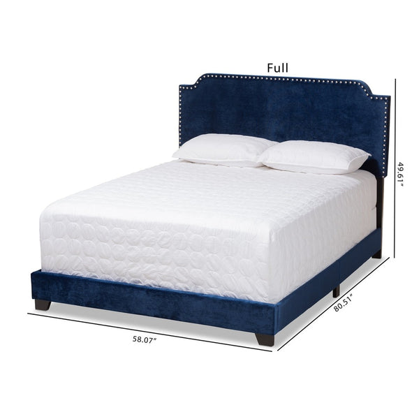 Baxton Studio Baxton Studio Darcy Luxe Navy Velvet Bed - Glamorous Upholstered Full Bed with Chrome Accents Darcy-Navy-Full