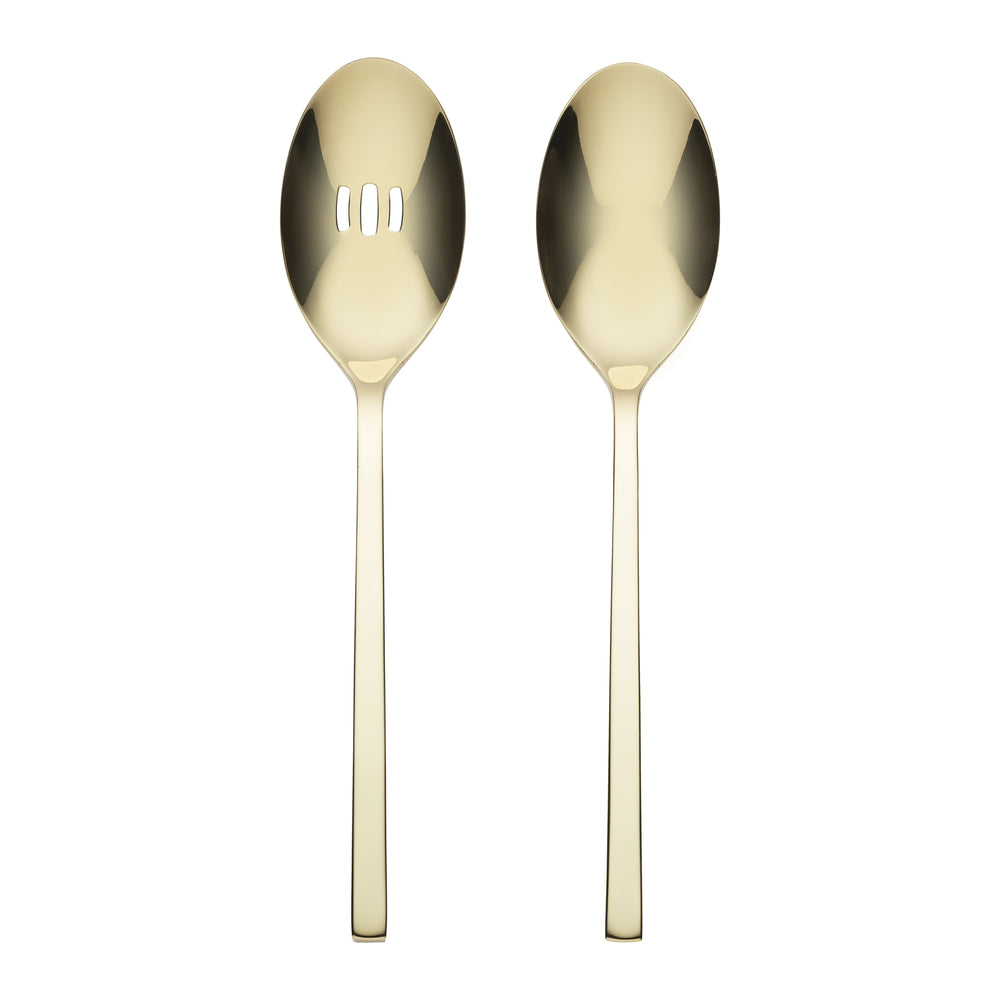 Lenox Allay Champagne Finish Stainless Steel Serving Spoons Set of 2 for Elegant Dining 895334