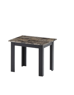 English Elm 3pc Modern Coffee & End Table Set with Faux Marble Tops Sleek Gray Finish Wooden Legs, Stylish Living Brown 45.5 L x 24.5 W x 3.38 H B011P232911