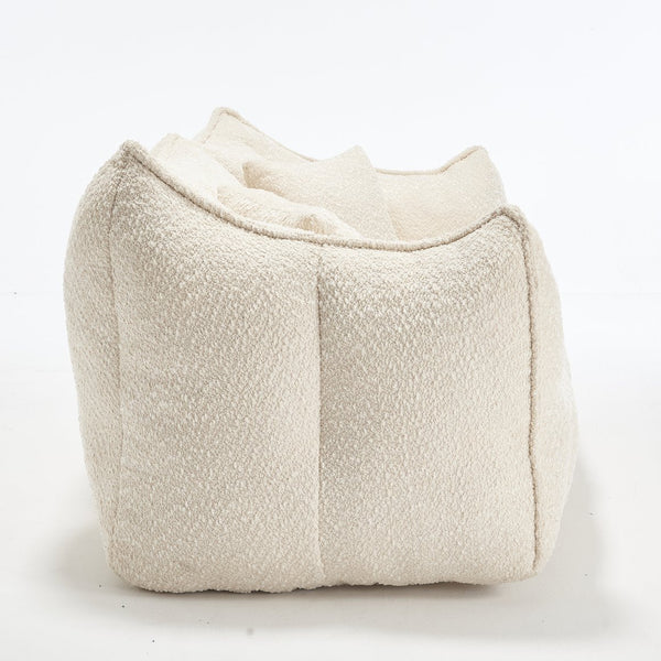 English Elm Soft Plush Foam Beanbag Chair for Two People, Square Recliner Sofa With Superfiber Comfort Embrace Beige W1996P252271