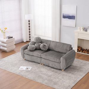 English Elm Modern Corduroy Sofa Couch - 84" Stylish Grey Sectional Love Seat For Apartment & Home Office Comfort W2363S00077