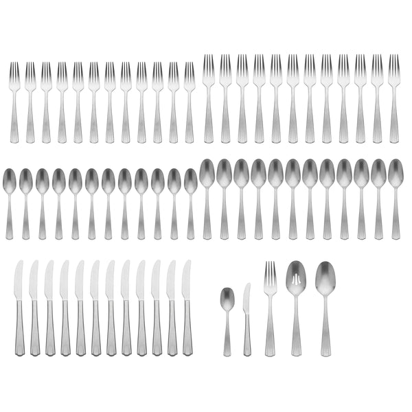 Lenox French Perle Scalloped 18/10 Stainless Flatware Complete Service for 12 Polished Dining 895540