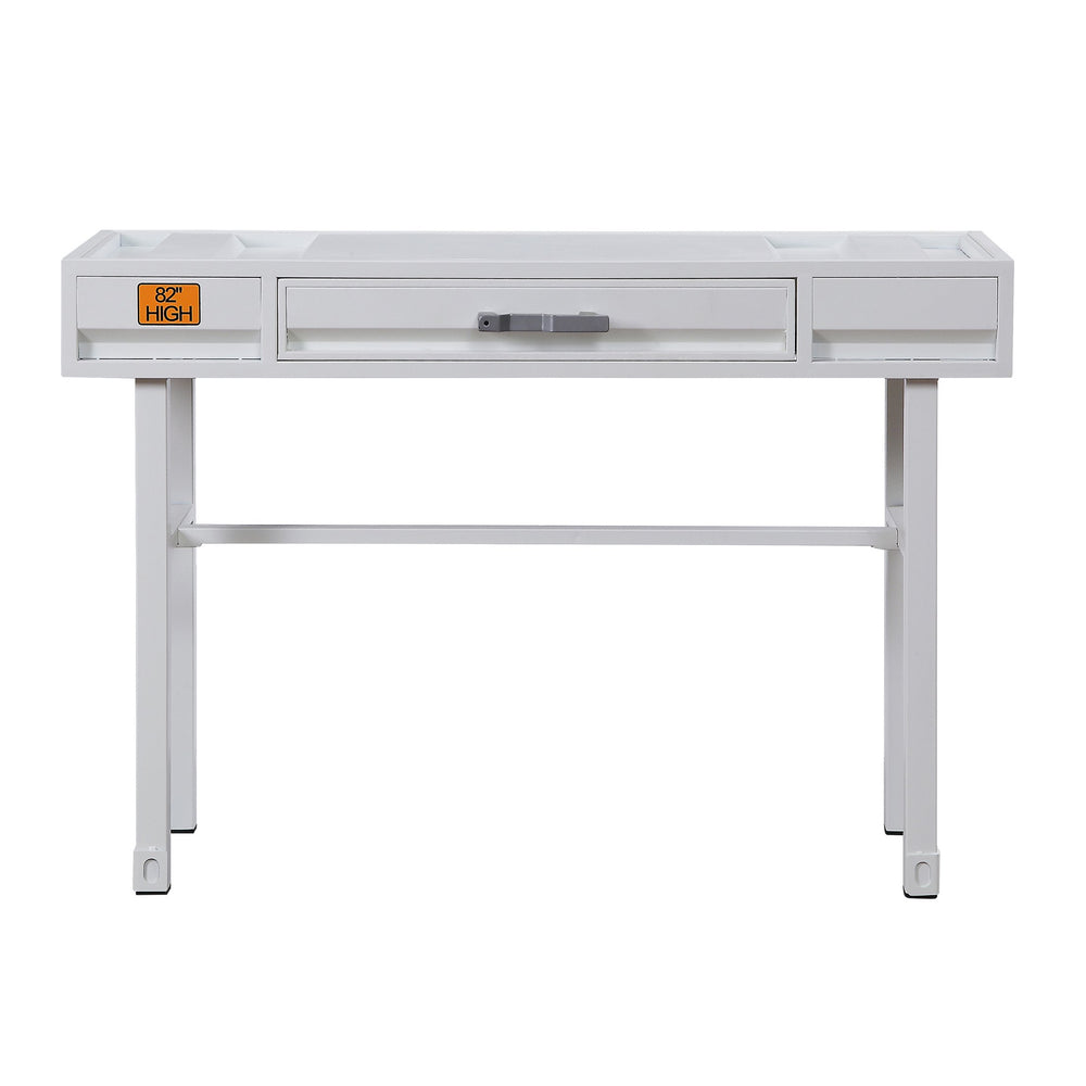 English Elm White Industrial Writing Desk with Drawer, Recessed Panel Design, Safety Stop, 47.5"W x 30.5"H B062P184574
