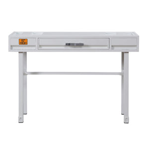 English Elm White Industrial Writing Desk with Drawer, Recessed Panel Design, Safety Stop, 47.5"W x 30.5"H B062P184574