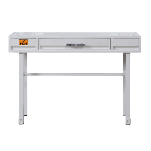 English Elm White Industrial Writing Desk with Drawer, Recessed Panel Design, Safety Stop, 47.5"W x 30.5"H B062P184574