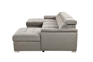 English Elm U U Shaped Sleeper Sofa with Pull-Out Bed and Hidden Chaise Storage, Plush Corduroy Comfort Light Gray W1417S00082