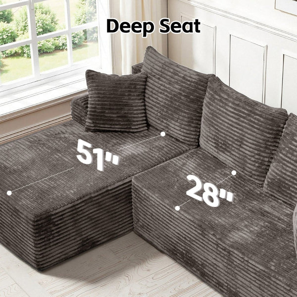 English Elm Modern Chenille Sectional Sofa with Chaise Modular L Shape for Living Room W3653P443574