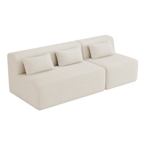 English Elm Upholstered Boucle Sofa with Lumbar Pillow Pocket Spring Seating for Living Room Beige N719P250550A